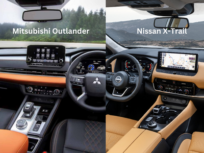 interiors of the Nissan X-Trail and the Mitsubishi Outlander 